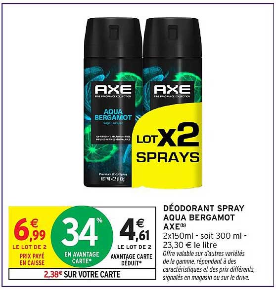 DÉODOURANT SPRAY AQUA BERGAMOT AXE
