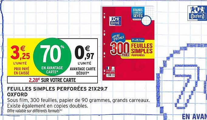 FEUILLES SIMPLES PERFORÉES 21X29.7 OXFORD
