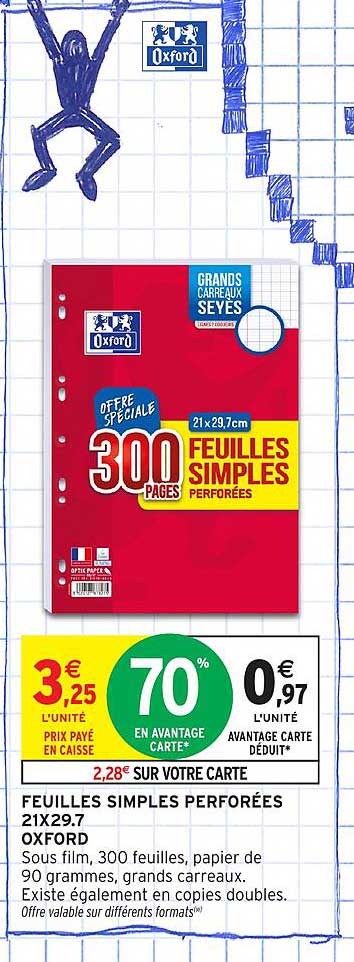 FEUILLES SIMPLES PERFORÉES 21X29.7 OXFORD