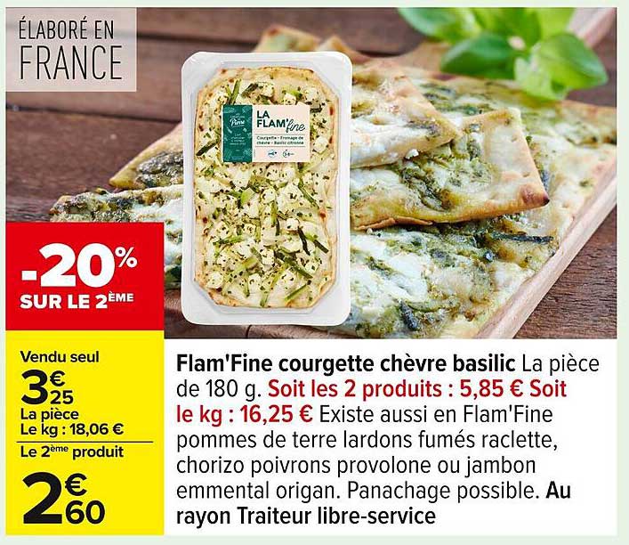 Flam'Fine courgette chèvre basilic