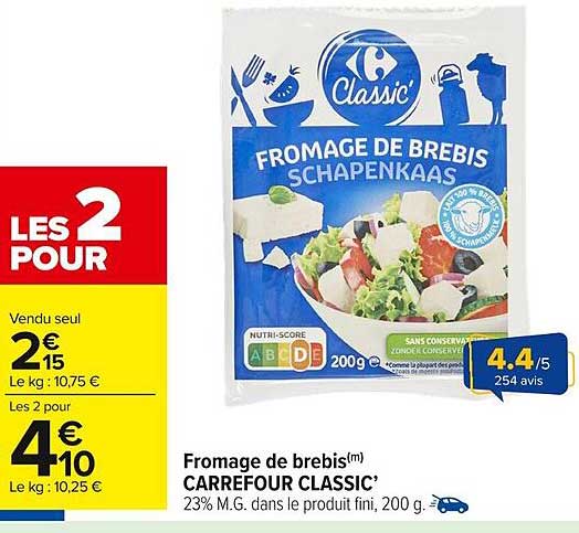 Fromage de brebis(m) CARREFOUR CLASSIC’