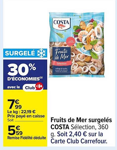 Fruits de Mer surgelés COSTA Sélection, 360 g