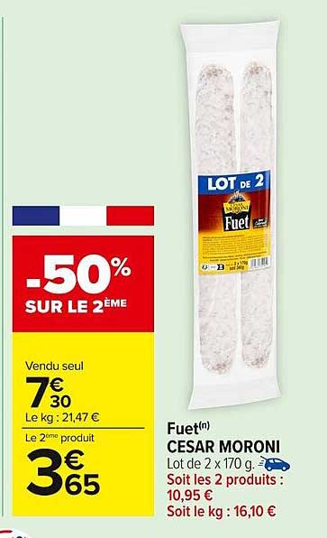 Fuet(n) CESAR MORONI Lot de 2 x 170 g.