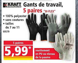 Gants de travail, 5 paires "M-FLEX"