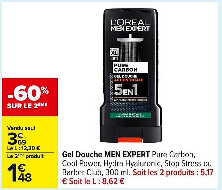 Gel Douche MEN EXPERT Pure Carbon 300ml