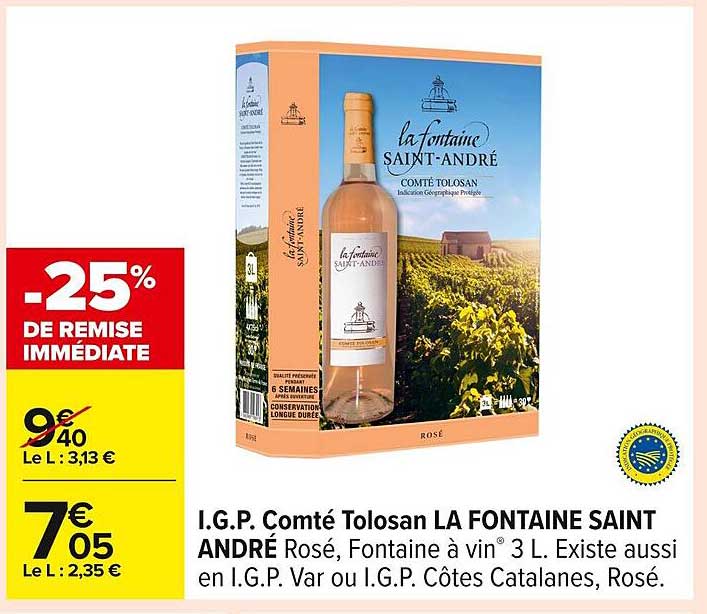 I.G.P. Comté Tolosan LA FONTAINE SAINT ANDRÉ Rosé