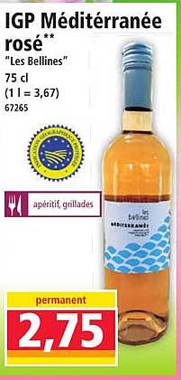 IGP Méditerranée rosé* "Les Bellines" 75 cl