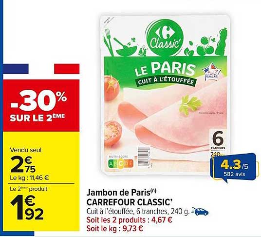 Jambon de Paris(n) CARREFOUR CLASSIC’