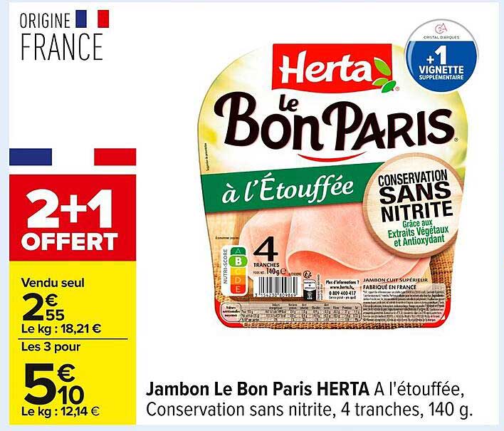 Jambon Le Bon Paris HERTA A l'Étouffée