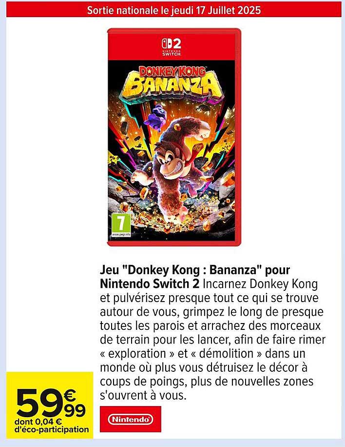 Jeu "Donkey Kong : Bananza" pour Nintendo Switch 2