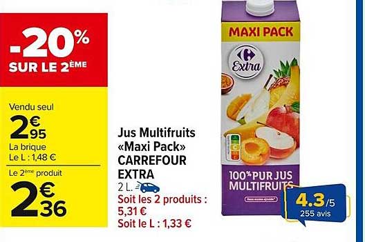 Jus Multifruits «Maxi Pack» CARREFOUR EXTRA
