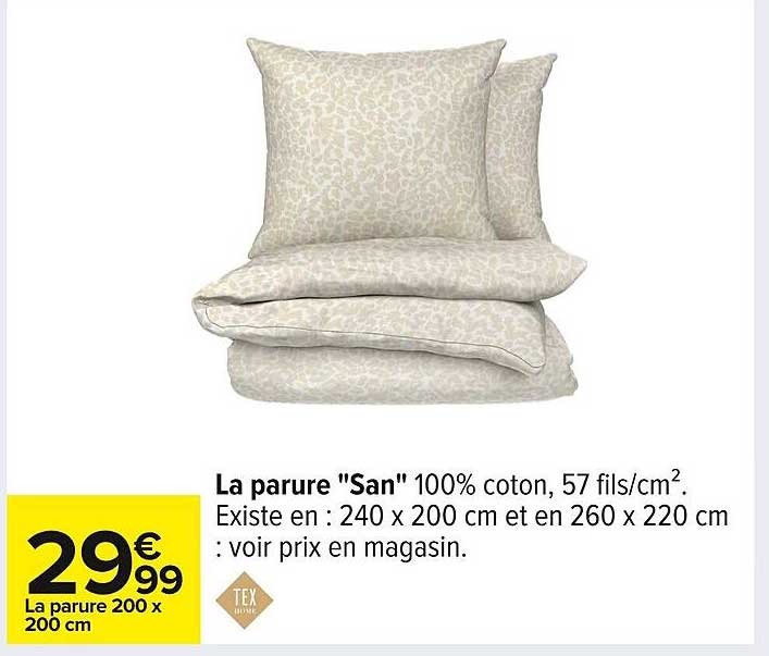 La parure "San" 100% coton, 57 fils/cm².