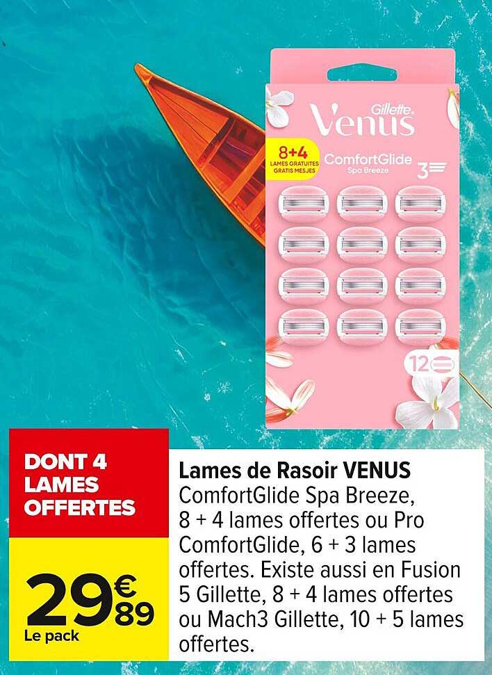 Lames de Rasoir VENUS ComfortGlide Spa Breeze, 8 + 4 lames offertes