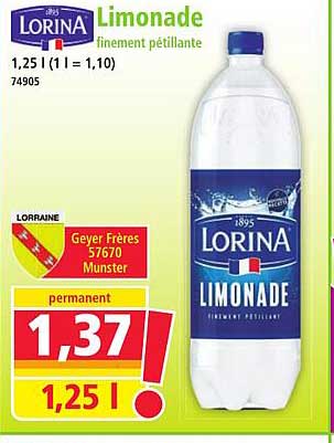 Limonade finement pétillante