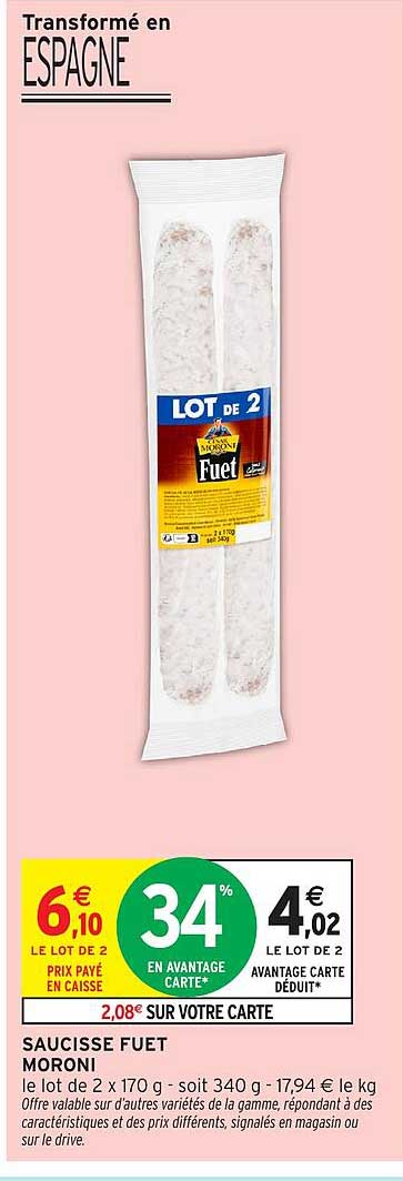 LOT DE 2 SAUCISSES FUET MORONI