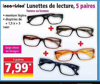 Lunettes de lecture, 5 paires