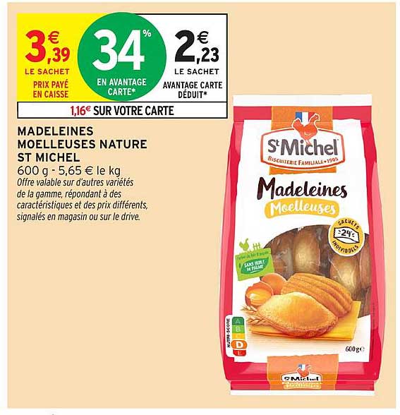MADELEINES MOELLEUSES NATURE ST MICHEL