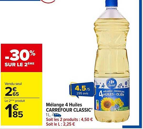 Mélange 4 Huiles CARREFOUR CLASSIC’ 1L