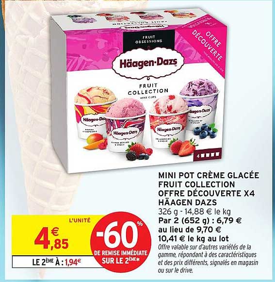 MINI POT CRÈME GLACÉE FRUIT COLLECTION OFFRE DÉCOUVERTE X4 HÄAGEN DAZS