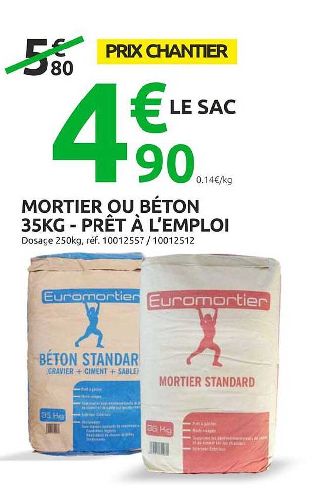 MORTIER OU BÉTON 35KG - PRÊT À L’EMPLOI