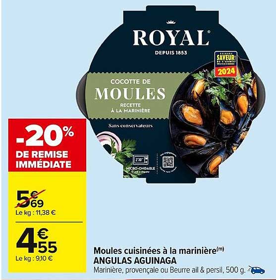 Moules cuisinées à la marinière(m) ANGULAS AGUINAGA