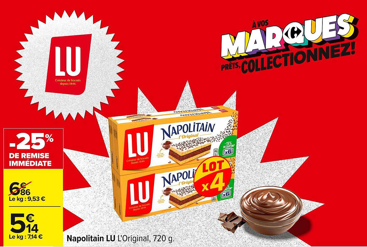 Napolitain LU L'Original, 720 g, Lot de 4