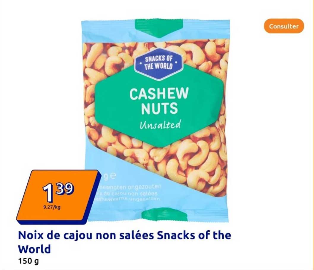 Noix de cajou non salées Snacks of the World