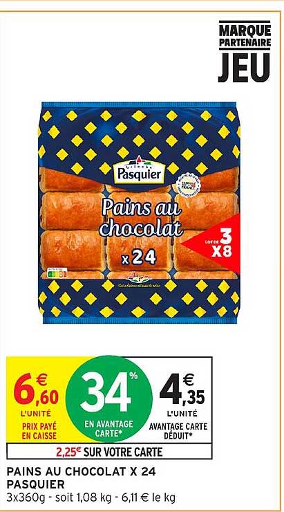 PAINS AU CHOCOLAT X 24 PASQUIER