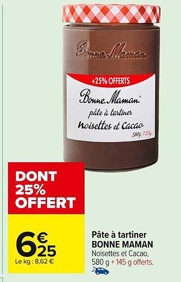 Pâte à tartiner BONNE MAMAN Noisettes et Cacao