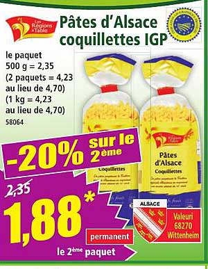 Pâtes d'Alsace coquillettes IGP