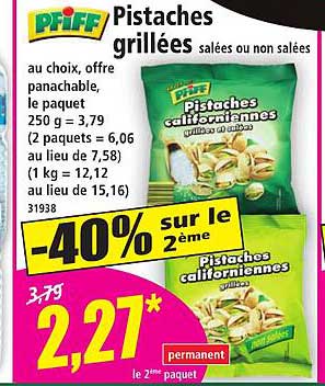 Pistaches grillées salées ou non salées