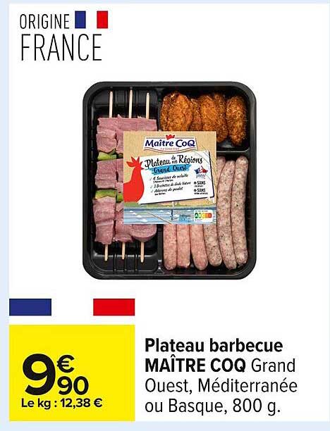 Plateau barbecue MAÎTRE COQ Grand Ouest, Méditerranée ou Basque, 800 g