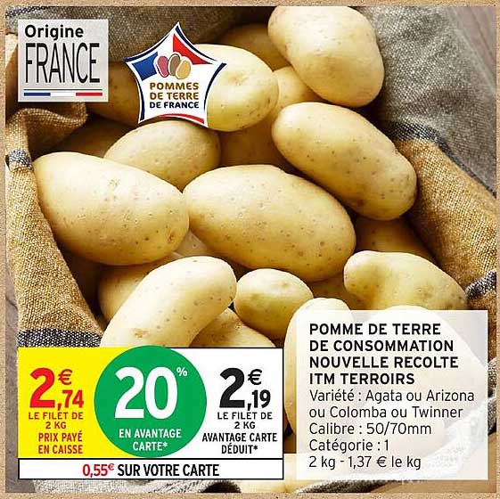 POMME DE TERRE DE CONSOMMATION NOUVELLE RECOLTE ITM TERROIRS