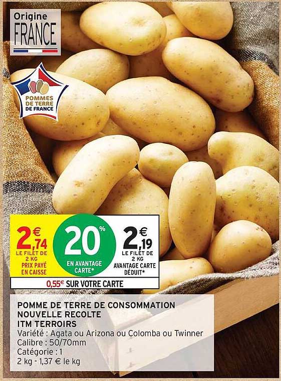 POMME DE TERRE DE CONSOMMATION NOUVELLE RECOLTE ITM TERROIRS