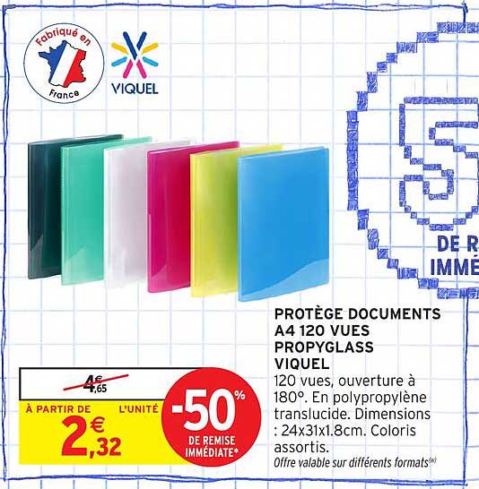 PROTÈGE DOCUMENTS A4 120 VUES PROPYGLASS VIQUEL
