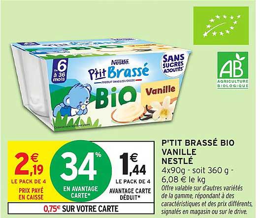 P'tit Brassé Bio Vanille Nestlé
