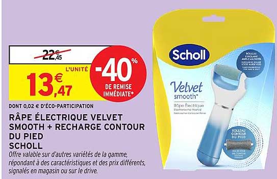 RÂPE ÉLECTRIQUE VELVET SMOOTH + RECHARGE CONTOUR DU PIED