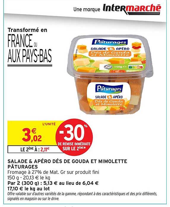 SALADE & APÉRO DÉS DE GOUDA ET MIMOLETTE