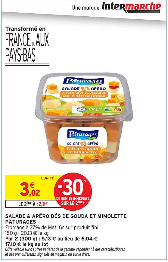 SALADE & APÉRO DÉS DE GOUDA ET MIMOLETTE PÂTURAGES