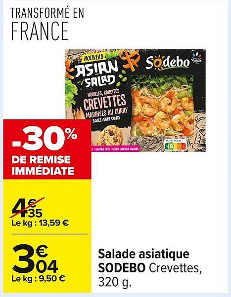 Salade asiatique SODEBO Crevettes, 320 g.