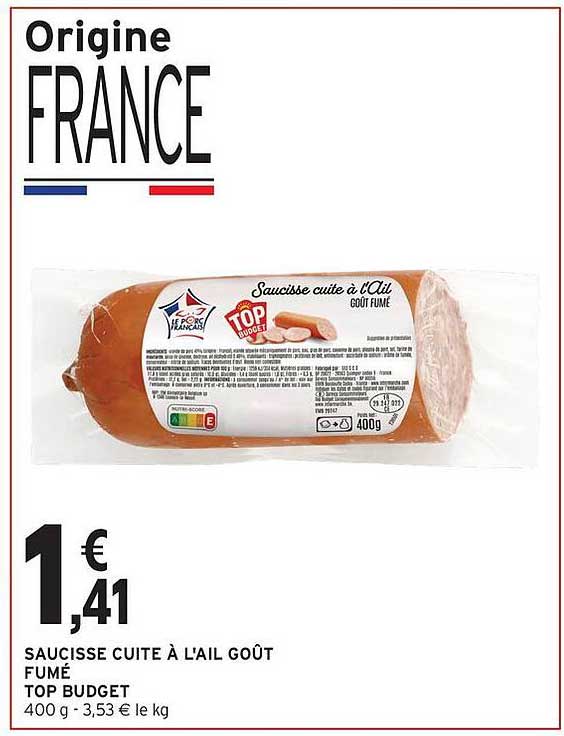 Saucisse cuite à l'ail goût fumé
