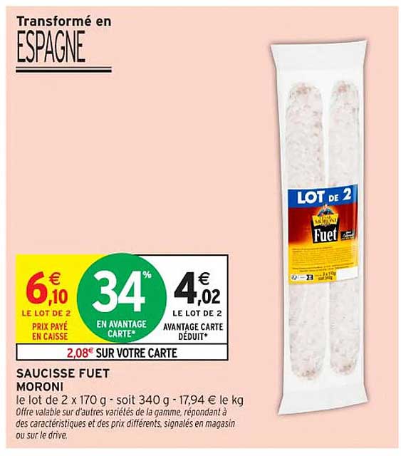 Saucisse Fuet Moroni - Lot de 2