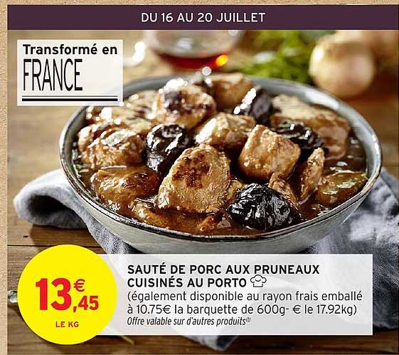 SAUTÉ DE PORC AUX PRUNEAUX CUISINÉS AU PORTO