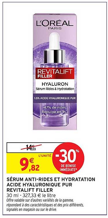 SÉRUM ANTI-RIDES ET HYDRATATION ACIDE HYALURONIQUE PUR REVITALIFT FILLER