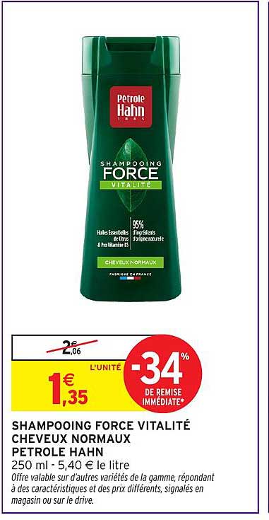 SHAMPOOING FORCE VITALITÉ CHEVEUX NORMAUX PETROLE HAHN