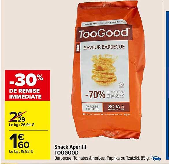 Snack Apéritif TooGood Saveur Barbecue