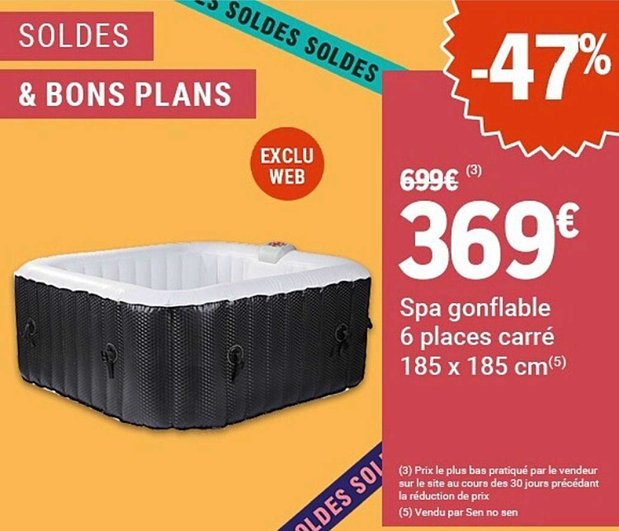 Spa gonflable 6 places carré 185 x 185 cm