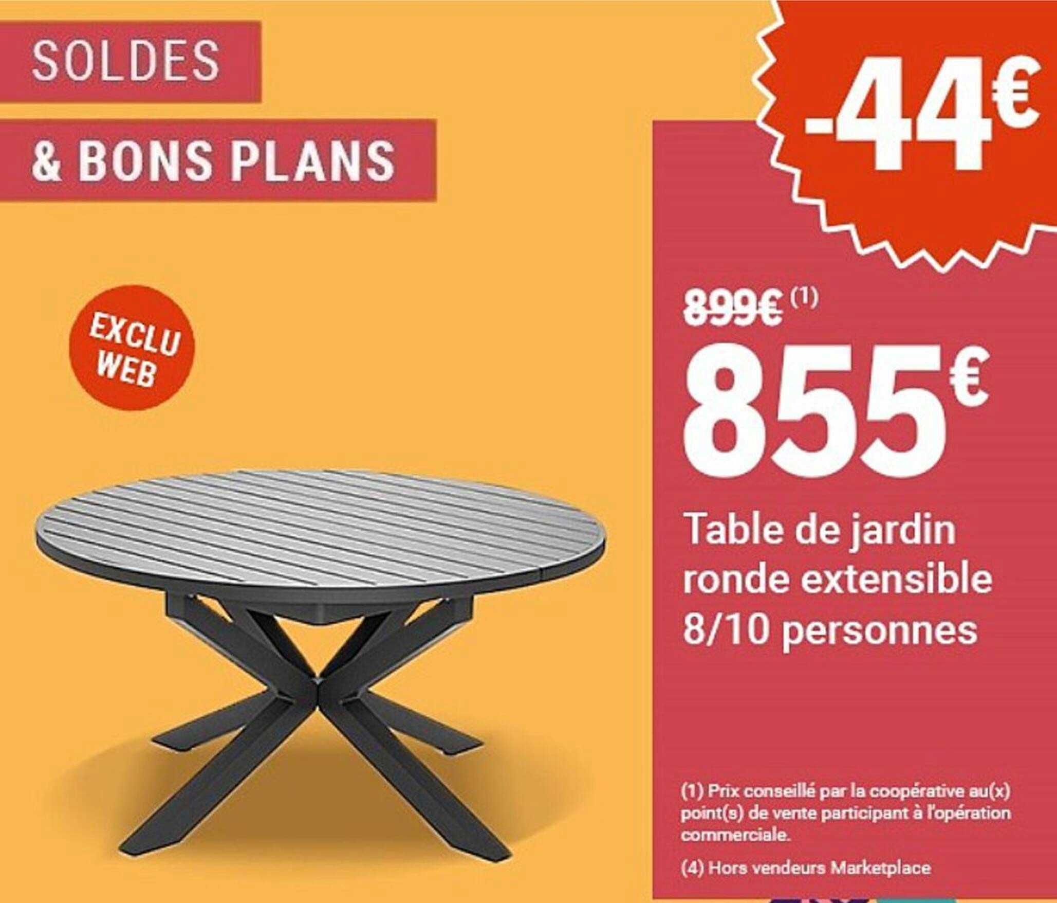 Table de jardin ronde extensible 8/10 personnes