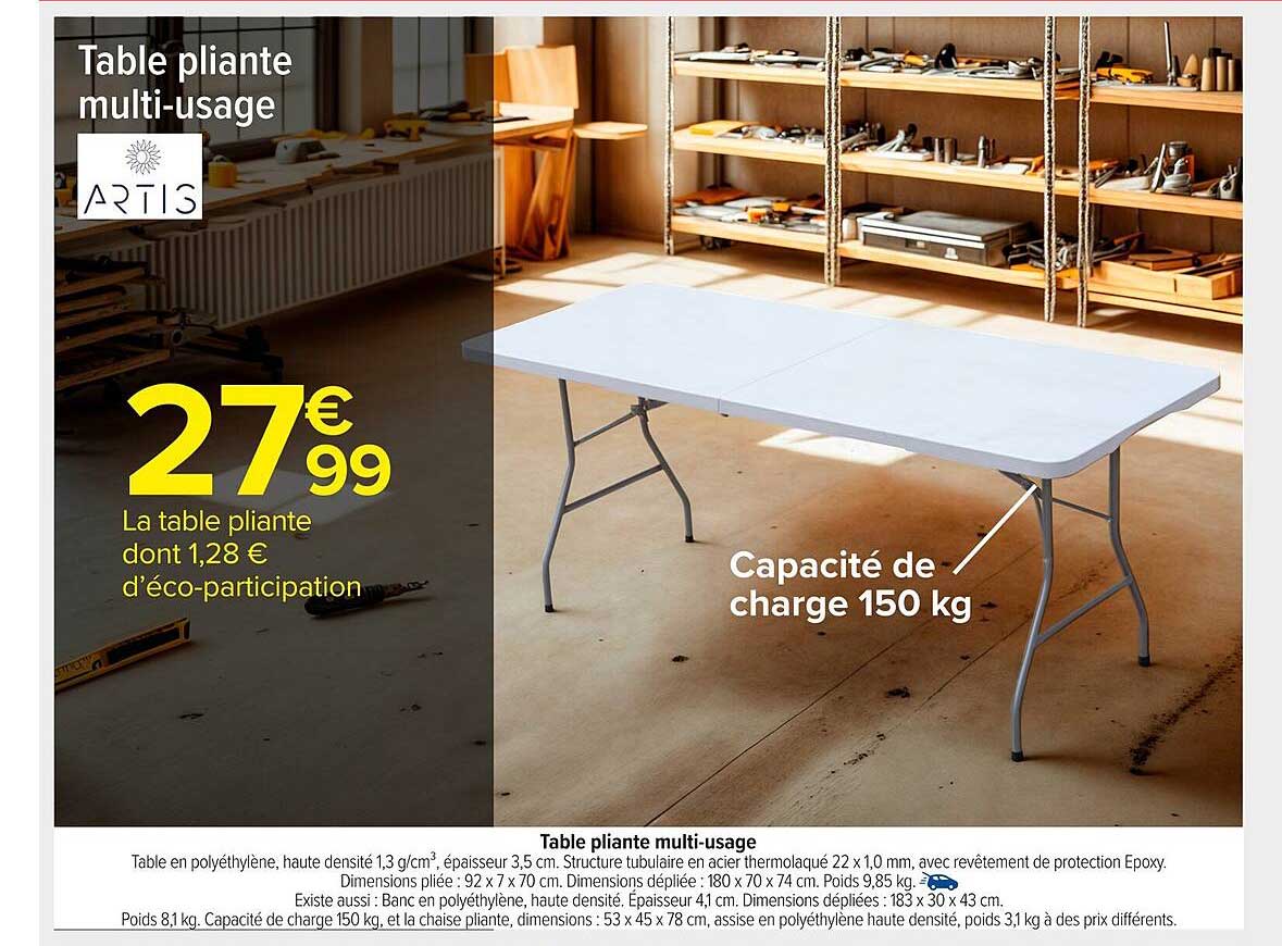 Table pliante multi-usage
