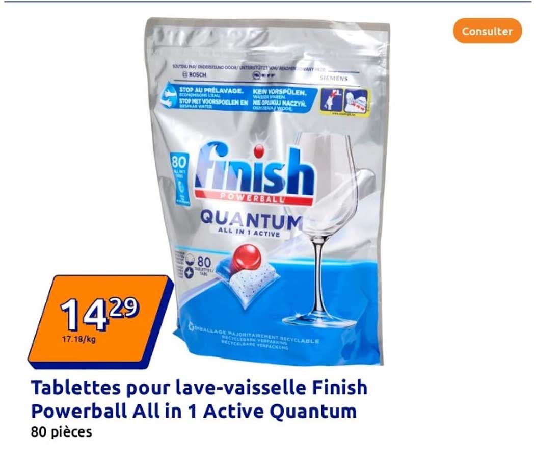 Tablettes pour lave-vaisselle Finish Powerball All in 1 Active Quantum
